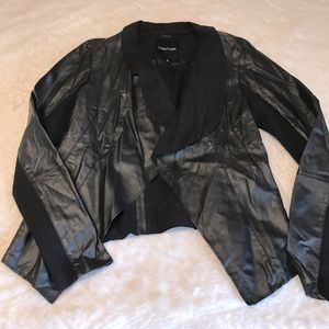 Shade and faux leather jacket